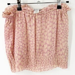 ✅ JILL STUART PINK HEART‎ SILK STRAPLESS TOP SIZE 2